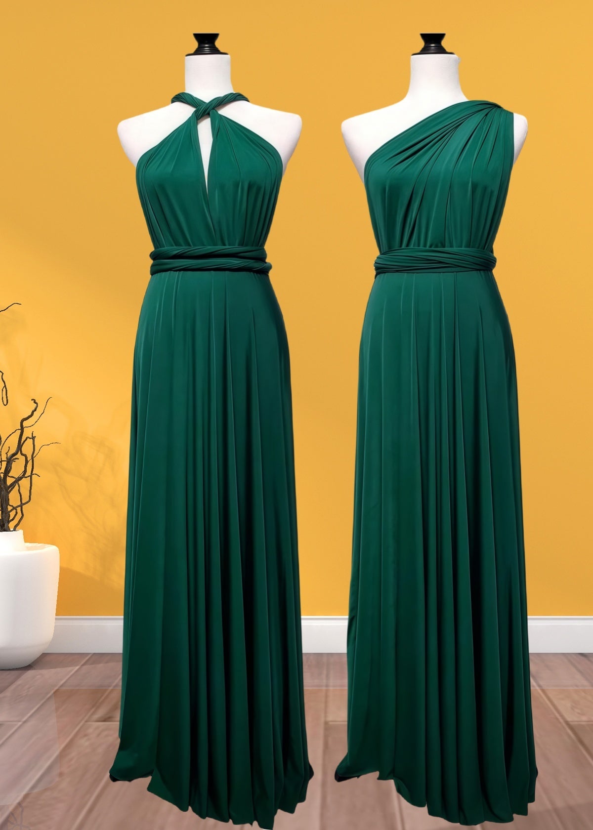 Delia | Sweetest Beloved Infinity Emerald Green Chiffon Maxi Bridesmaid Dress with Multiway Convertible - Emerald Green - PROMDRESS Club