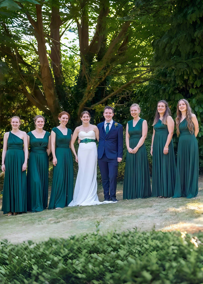 Delia | Sweetest Beloved Infinity Emerald Green Chiffon Maxi Bridesmaid Dress with Multiway Convertible - Price #price_variant_lowest# - Emerald Green - PromDressClub