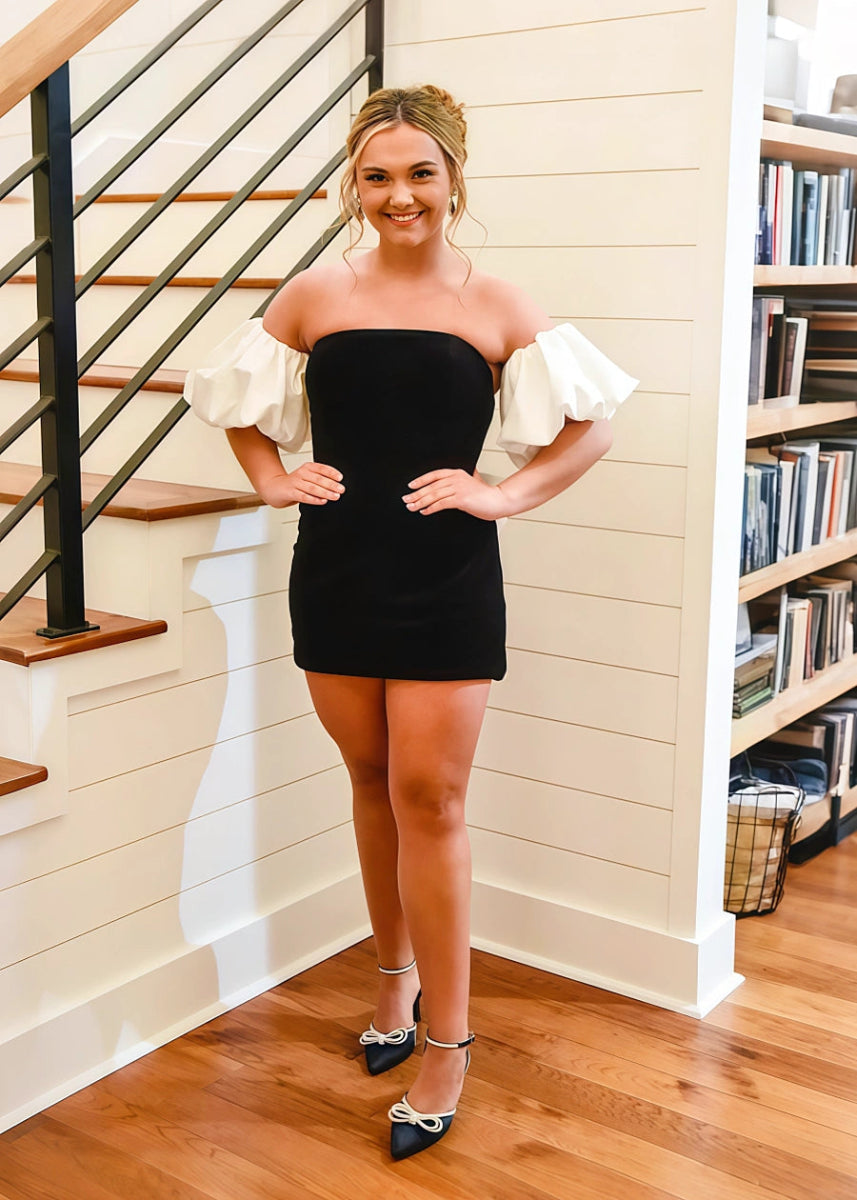 Delphinia | Discover the Perfect Black & White Homecoming Dress – Bold Contrast, Lasting Style - Black - PromDressClub