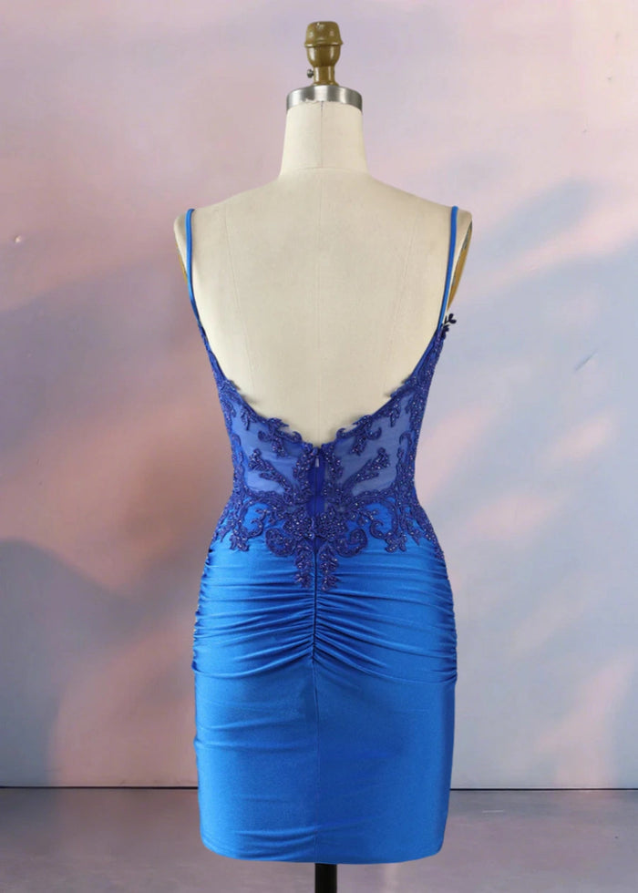 Diamanda | Slay Night in a Showstopping Emerald Green Homecoming Dress - Royal Blue - PromDressClub