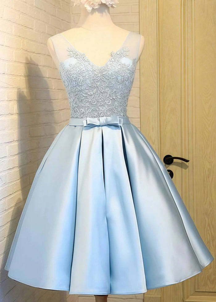 Diorbhail | Sparkle at Homecoming: Stunning Blue Satin Dresses That Wow - Light Blue - PromDressClub
