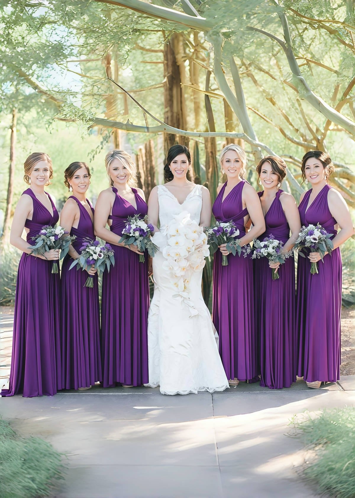 Dominic | Truly a Beauty Infinity Purple Chiffon Maxi Bridesmaid Dress with Multiway Convertible - Price #price_variant_lowest# - Purple - PromDressClub
