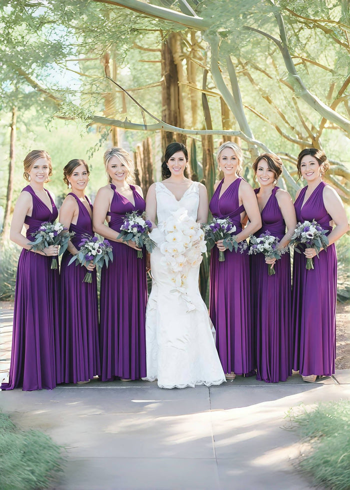 Dominic | Truly a Beauty Infinity Purple Chiffon Maxi Bridesmaid Dress with Multiway Convertible - Price #price_variant_lowest# - Purple - PromDressClub