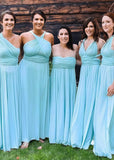 Dora | Loving Fate Infinity Aqua Chiffon Maxi Bridesmaid Dress with Multiway Convertible - Aqua - PROMDRESS Club