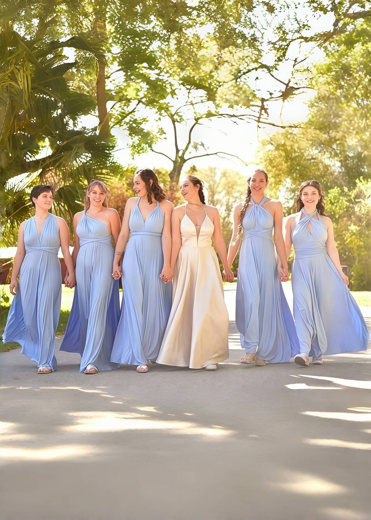 Doreen | Romance Dreamer Convertibl Dusty Blue Chiffon Maxi Bridesmaid Dress with Multiway Infinity - Dusty Blue - PROMDRESS Club