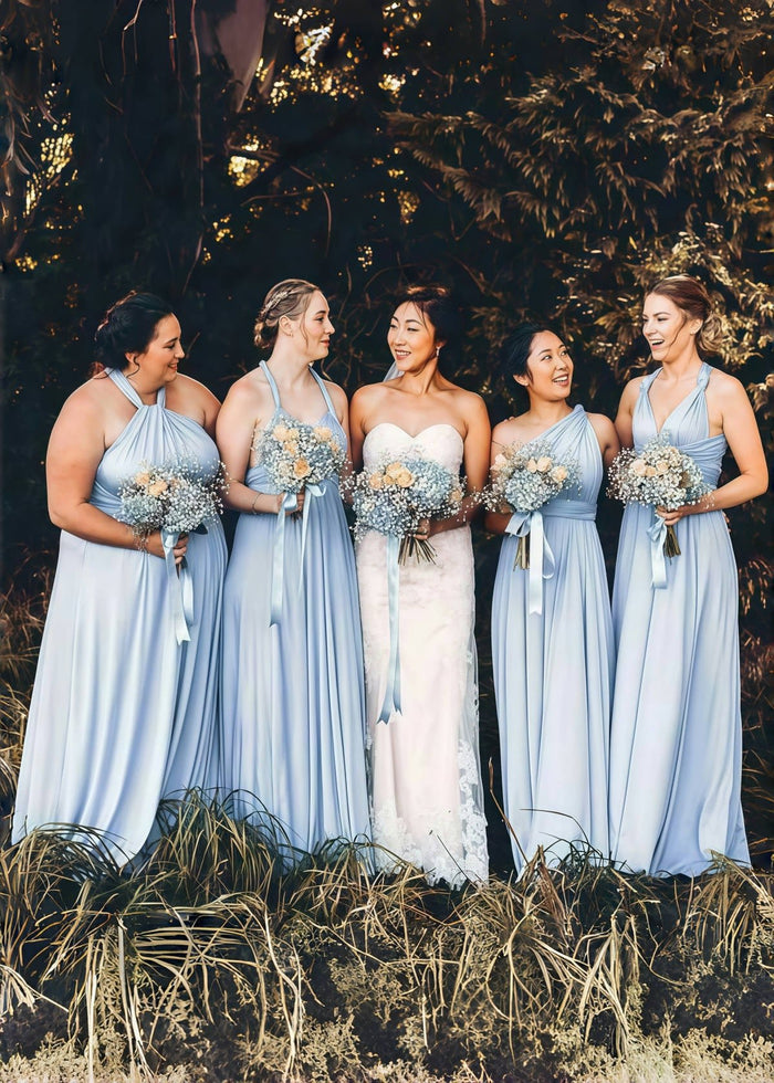 Doreen | Romance Dreamer Convertibl Dusty Blue Chiffon Maxi Bridesmaid Dress with Multiway Infinity - Price #price_variant_lowest# - Dusty Blue - PromDressClub