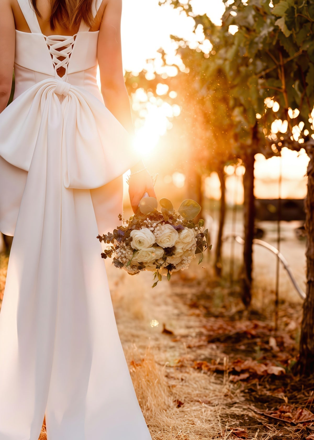 Doris | Bodycon Square Neck White Satin Mini/Short Wedding Dress with Bow Back and Veil - White - PROMDRESS Club