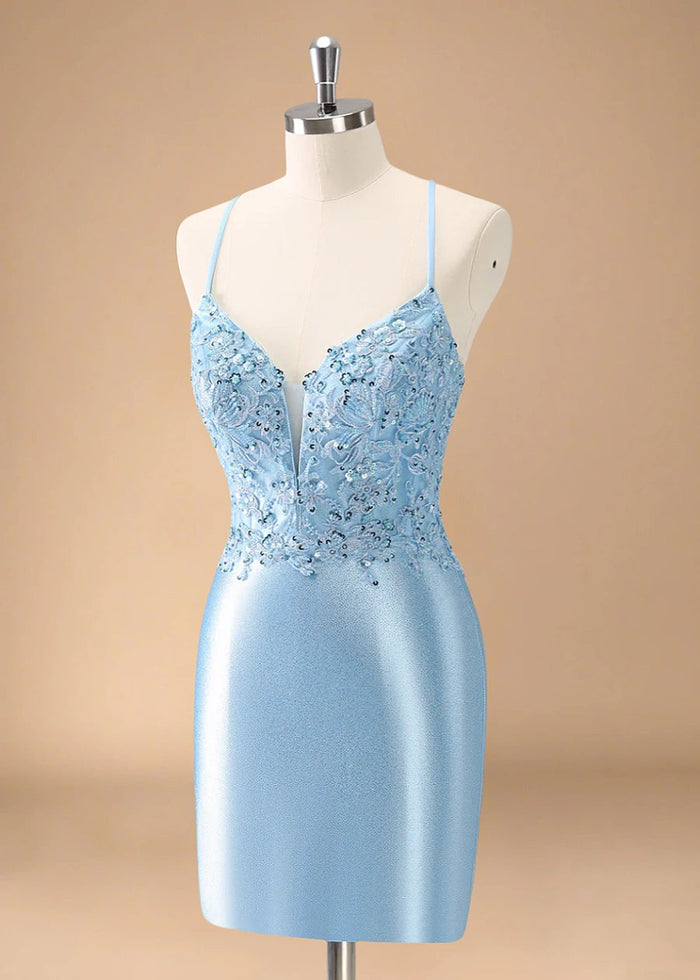 Drusilla | Light Blue Homecoming Dress That Stays Flawless All Night - Light Blue - PromDressClub