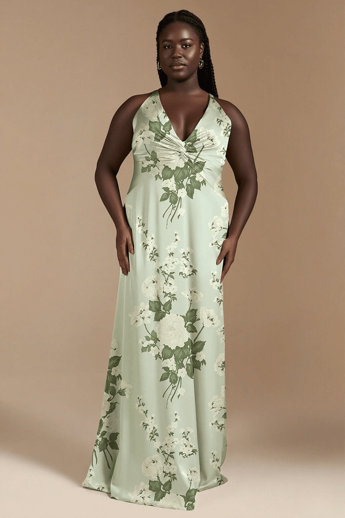 Elegant Blue Floral Bridesmaid Dresses for Any Wedding Scene—Timeless Style & Comfort - Sage Floral - PromDressClub