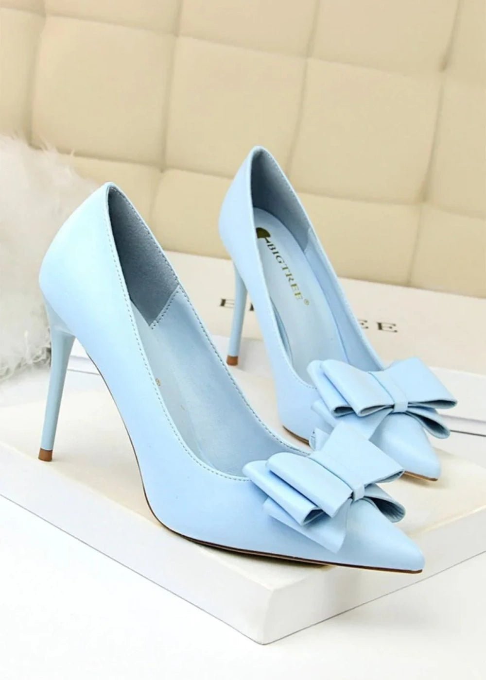 Elevate Your Style with Pointy Toe Light Blue and Pink High Heels with Bow – Chic Pump Heels for Every Occasion - Light Blue - PromDressClub
