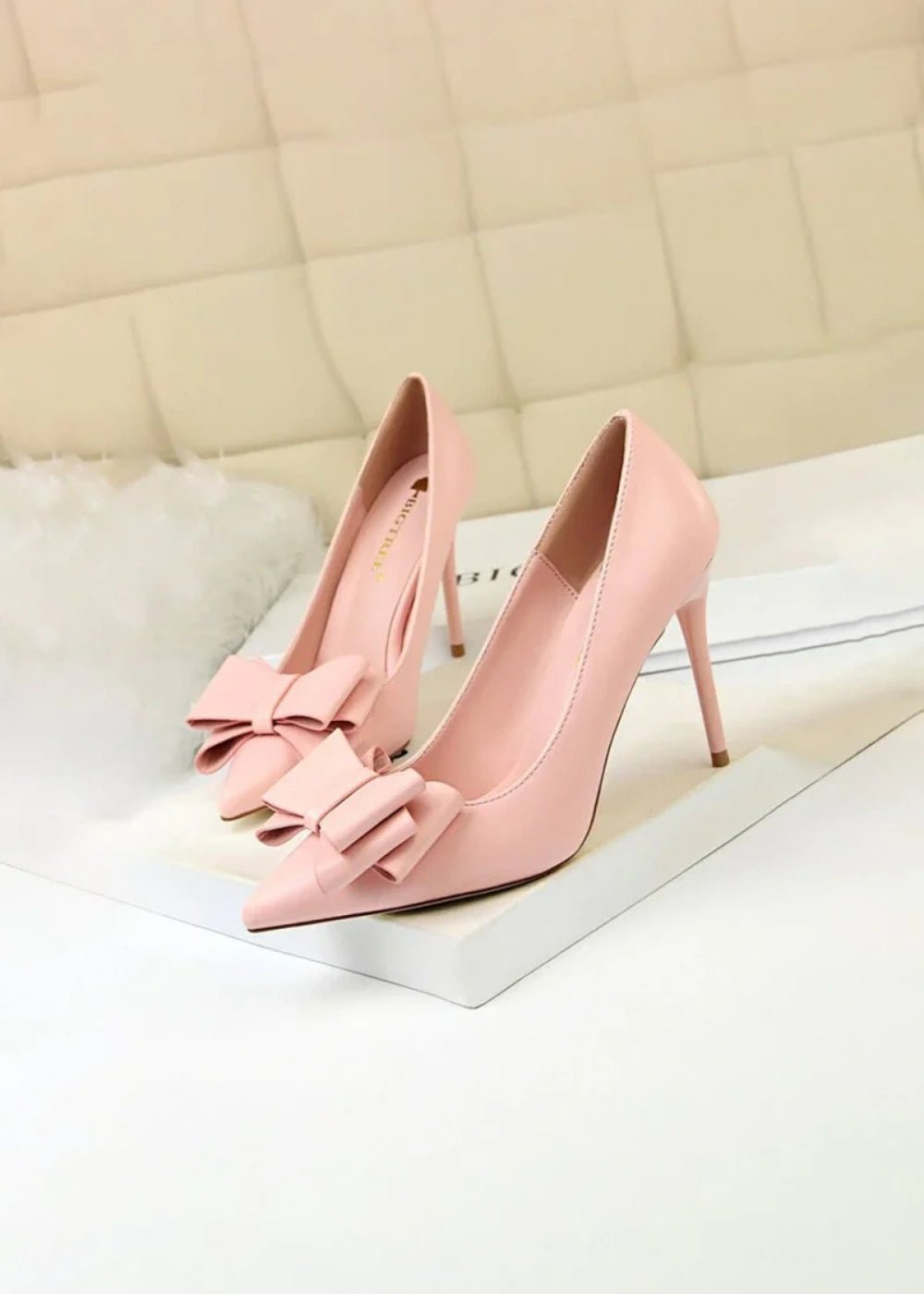 Elevate Your Style with Pointy Toe Light Blue and Pink High Heels with Bow – Chic Pump Heels for Every Occasion - Pink - PromDressClub