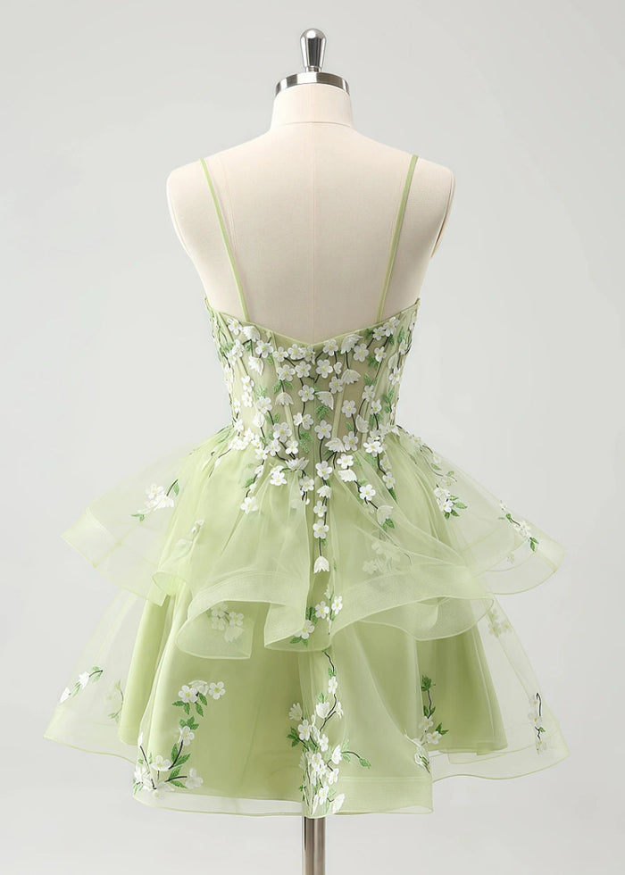 Elowen | Transform Your Homecoming Night! Find the Perfect Green Dress with Floral Magic - Light Green Floral - PromDressClub