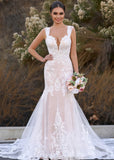 Elsa | Sexy Mermaid Off the Shoulder Appliques Lace White Tulle Wedding Dress Train - White - PROMDRESS Club