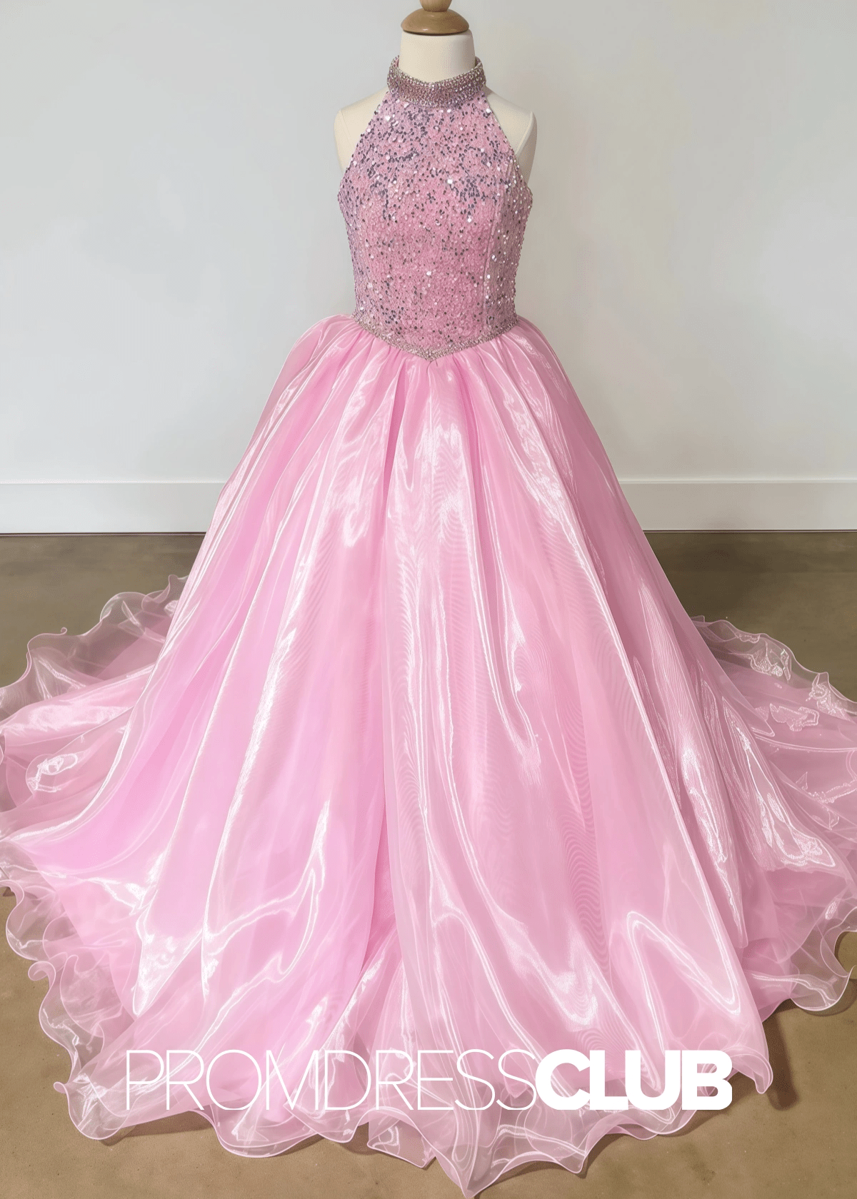 Emma | Pink Sequin Pageant Dresses for Girls - Pink - PromDressClub