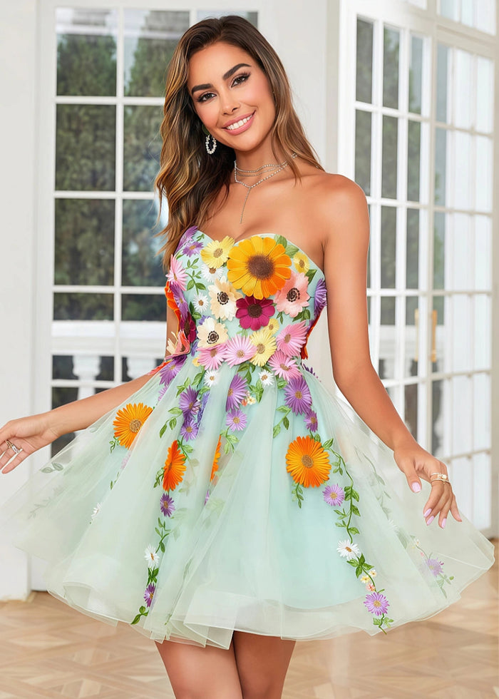 Eranthe | Discover the Ultimate Champagne Homecoming Dress: Sparkling Elegance for Your Big Moment! - Emerald Green Floral - PromDressClub