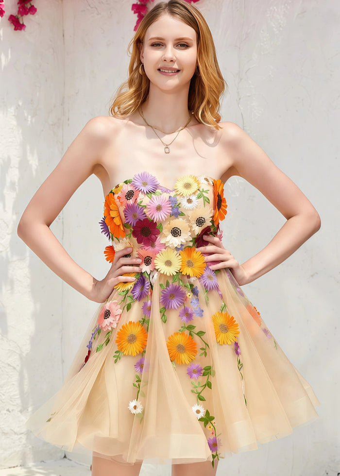 Eranthe | Discover the Ultimate Champagne Homecoming Dress: Sparkling Elegance for Your Big Moment! - Emerald Green Floral - PromDressClub