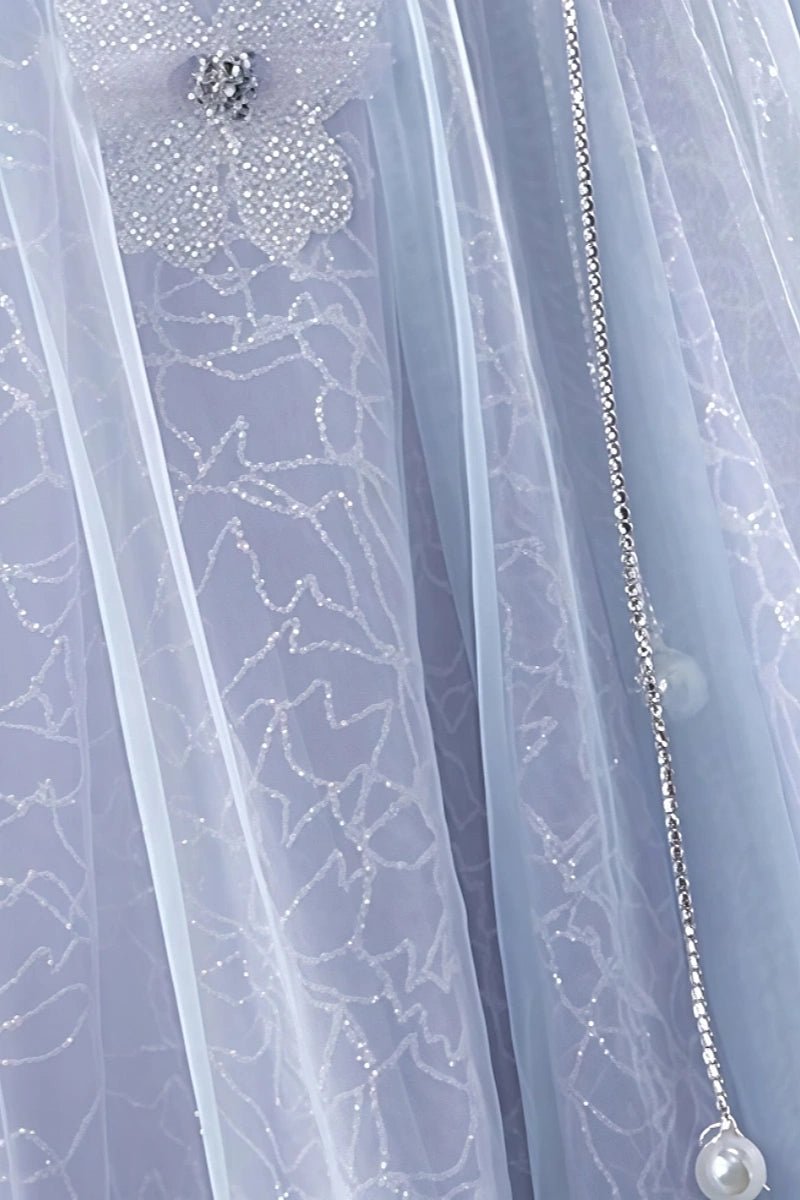 Erica | Elegant Dusty Blue Butterfly Off the Shoulder Quinceanera Dresses - Dusty Blue - PromDressClub