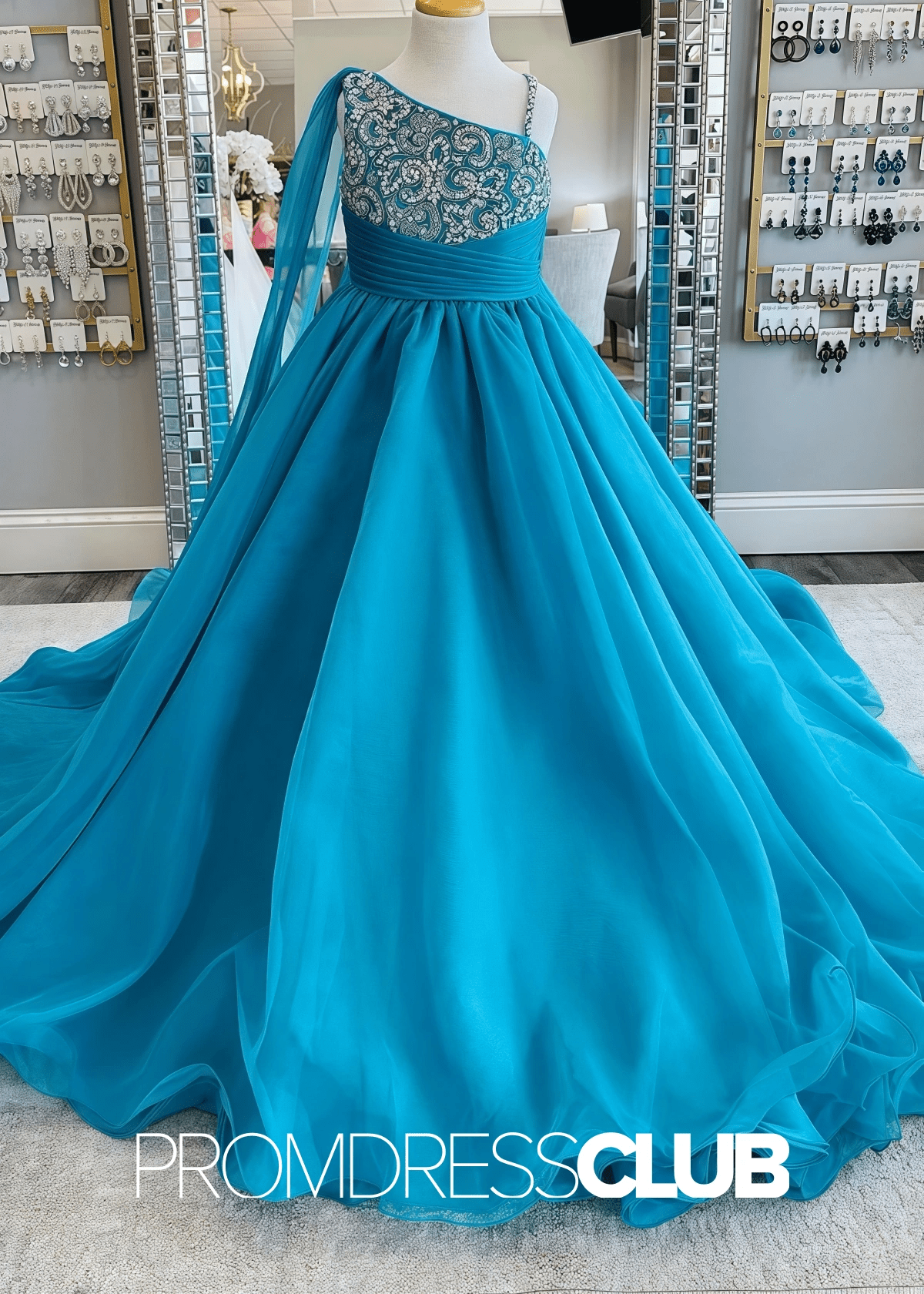 Erin | Long Red Pageant Dresses for Girls - Blue - PromDressClub