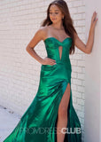 Ethel |Green Long Prom Dress Metallic With Mermaid Sweetheart Slit - Green - US0 - PromDressClub