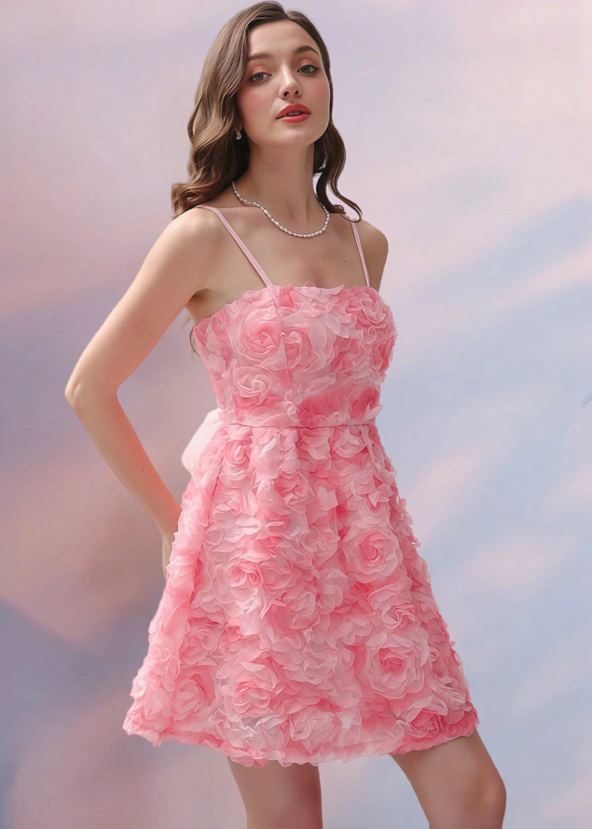 Eudokia | Stunning Pink Homecoming Dress: Floral Romance & Adjustable Elegance for Prom - Light Pink Floral - PromDressClub