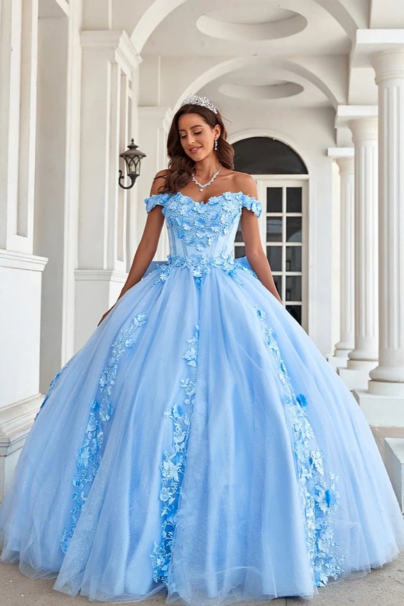 Eva | Stunning Light Blue Quinceanera Flower Dresses for Unforgettable Events - Light Blue - PromDressClub