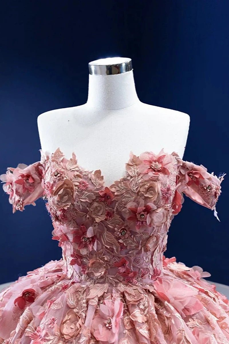 Faith | Stunning Light Pink Corset 3D Flower Quinceanera Dresses for Memorable Events - Light Pink - PromDressClub