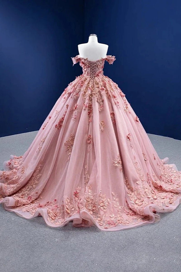 Faith | Stunning Light Pink Corset 3D Flower Quinceanera Dresses for Memorable Events - Light Pink - PromDressClub