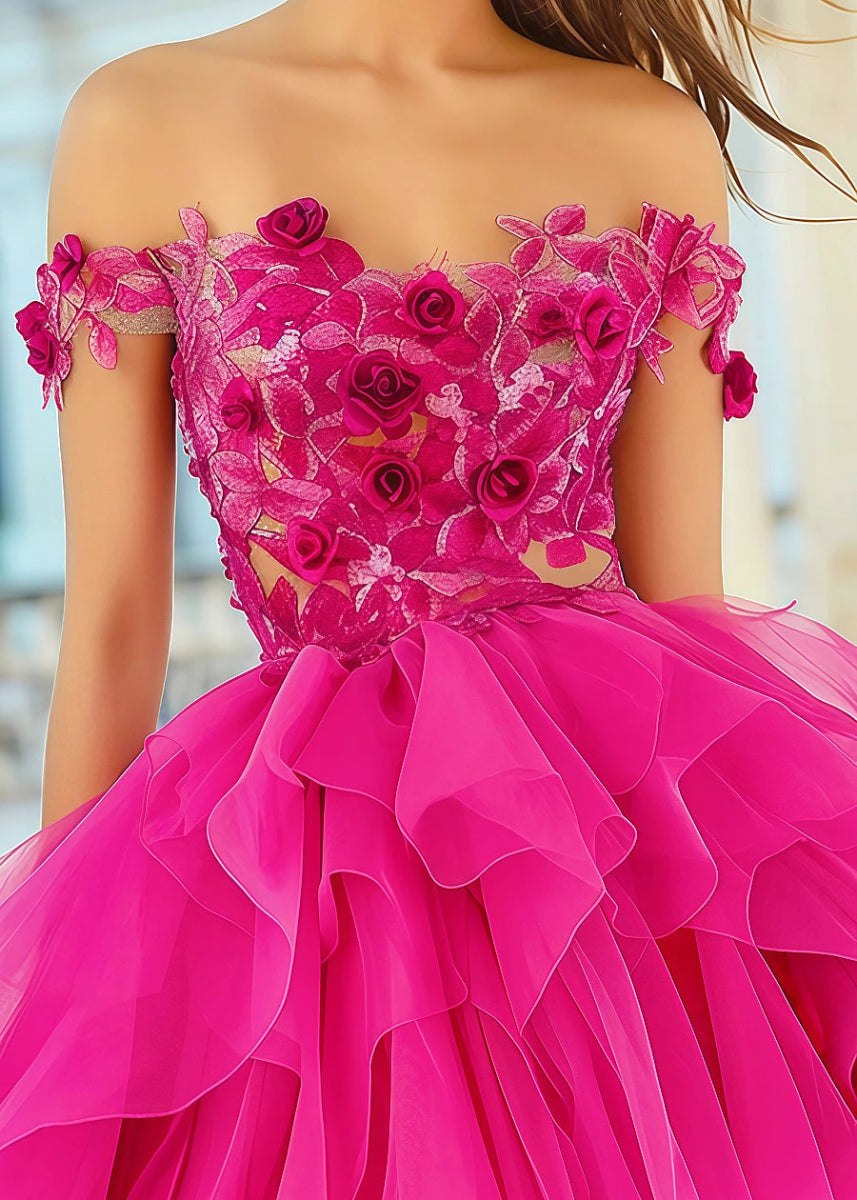 Fryda | Flower Homecoming Dress: Command Attention in Ruffled Purple - Magenta - PromDressClub