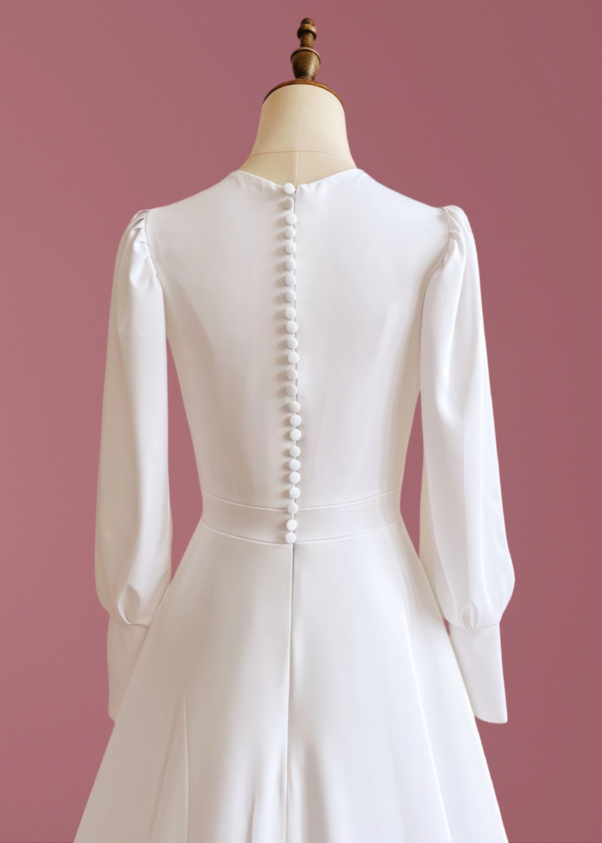 Gabrielle | Classic A Line Long Sleeve High Neck Wedding Dress Court Train with Vintage Gown - Price #price_variant_lowest# - White - PromDressClub