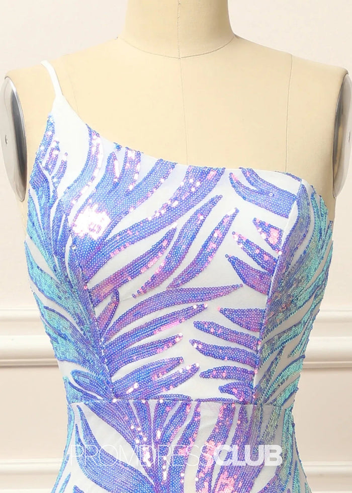 Georgia |Long Glitter White Prom Dresses Near Me With Mermaid One Shoulder Sequins - Price #price_variant_lowest# - Purple - PromDressClub