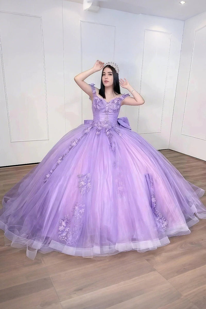 Grace | Gorgeous Light Purple Quinceanera Dresses with Bowes for Unforgettable Sweet 16 Moments - Purple - PromDressClub