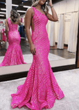 Gwendolyn |Mermaid One Shoulder Fuchsia Sequins Unique Long Prom Dress - Fuchsia - US0 - PromDressClub