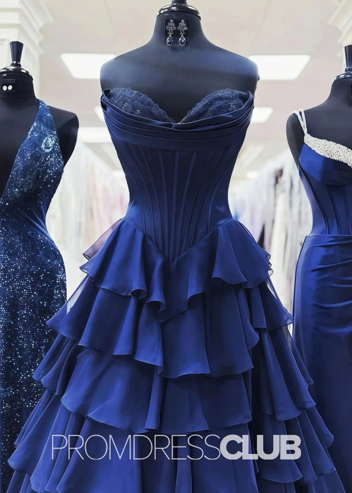 Harriet | Strapless Sweetheart Ruffle Red Prom Dress - Yellow - PromDressClub