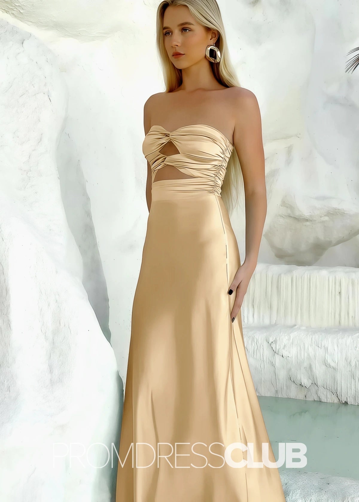 Hedda | Aqua Blue Sleeveless Floor - Length Long Prom Dresses - Gold - PROMDRESS Club