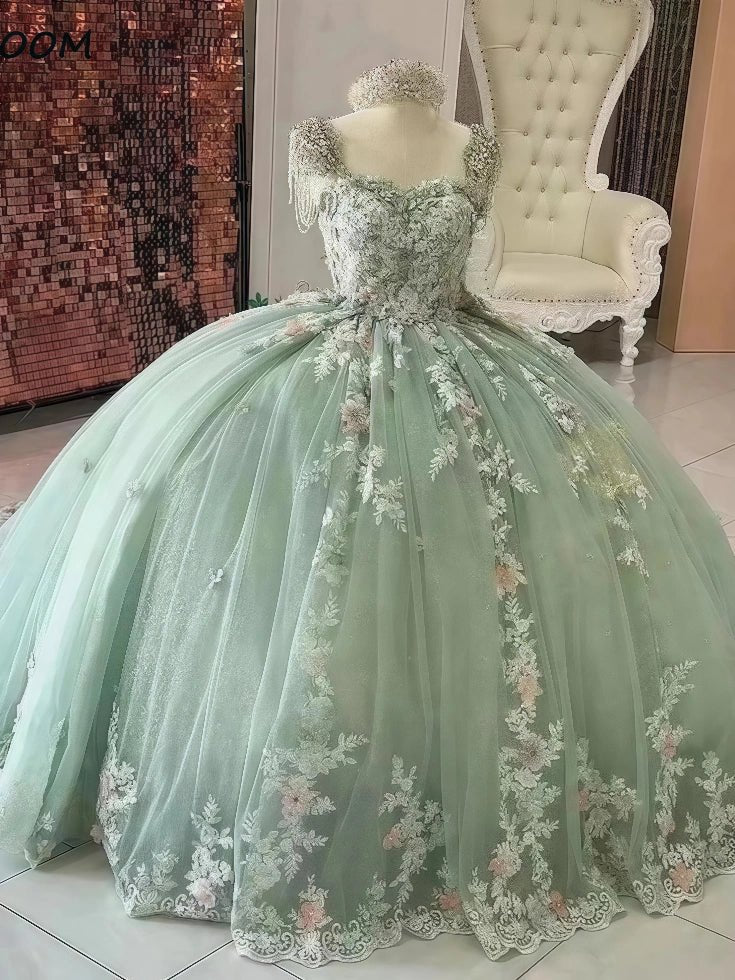 Helen | Stunning Light Green Quinceanera Dresses for Your Unforgettable Celebration - Light Green - PromDressClub