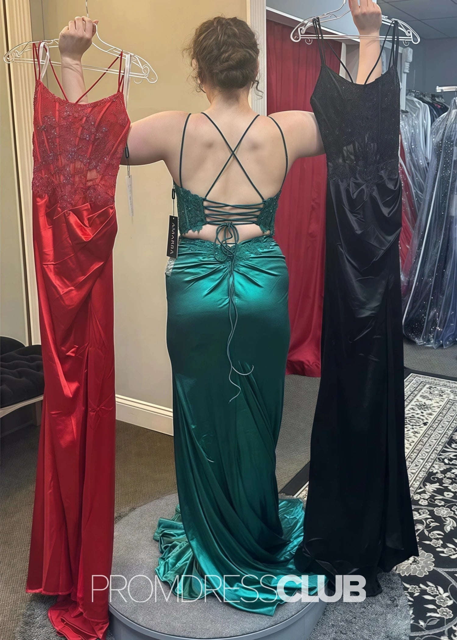 Heloise |Long Emerald Green Prom Dresses Near Me With A Line Strapless Open Back High Split - Price #price_variant_lowest# - Emerald Green - PromDressClub