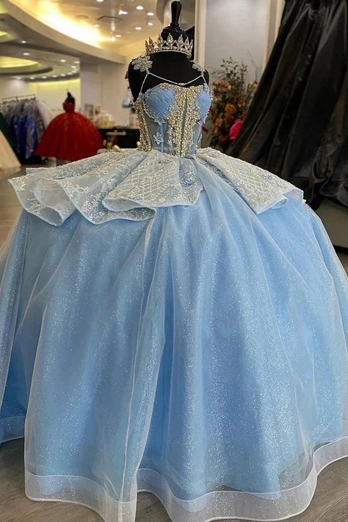 Irene | Stunning Sparkling Light Blue Quince Dresses for Unforgettable Celebrations - Light Blue - PromDressClub