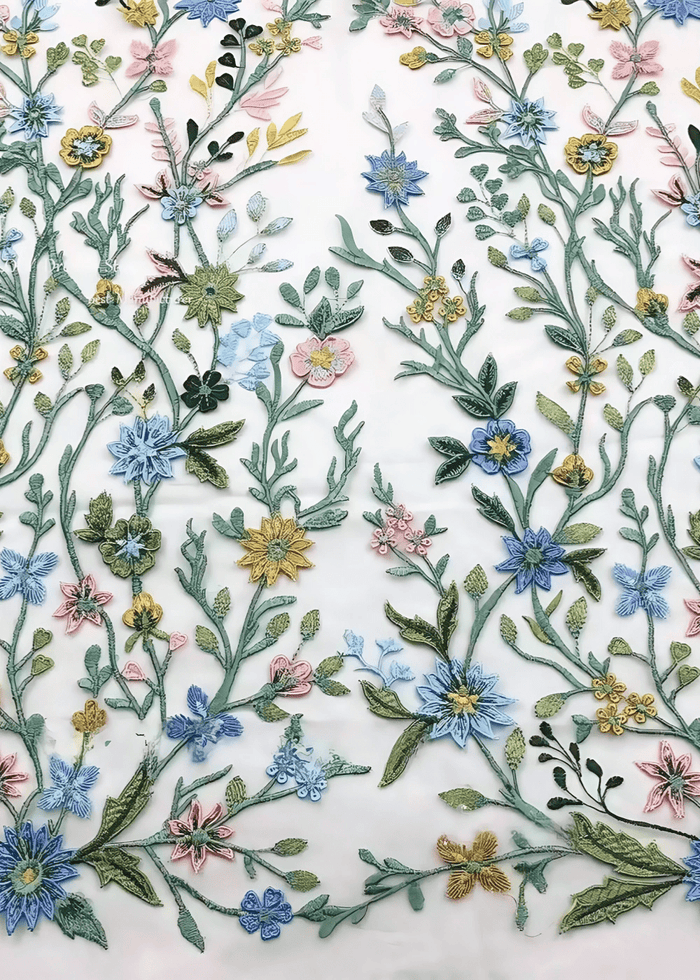 Ivy | Enchanting White Floral High Neck Short Sleeve Prom Dress - White Floral - PromDressClub