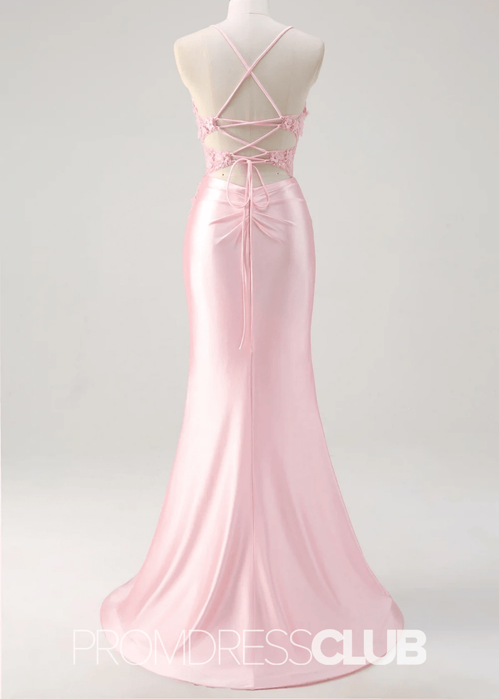 Ivy | Mermaid Corset Lace Light Pink Floral Maxi Formal Dress - Price #price_variant_lowest# - Pink Floral - PromDressClub