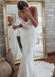 Ivy | White Backless Spaghetti Strap Mermaid Wedding Dress - White - PROMDRESS Club