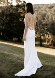 Ivy | White Backless Spaghetti Strap Mermaid Wedding Dress - White - PROMDRESS Club