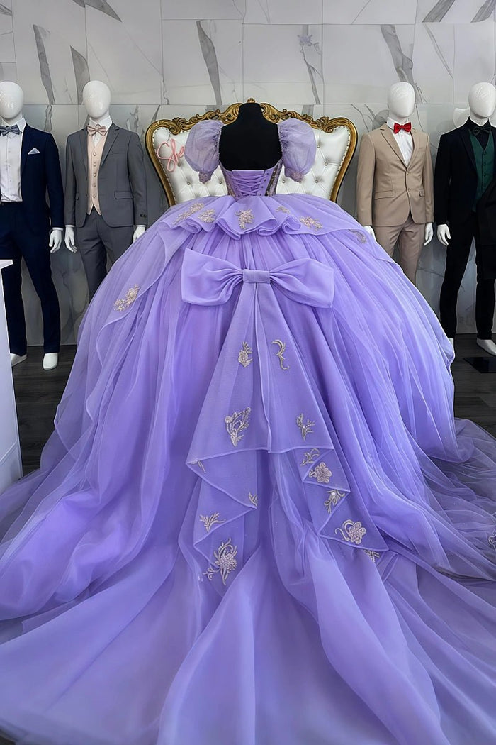 Jane | Gorgeous Light Purple Quinceanera Dresses with Sleeves for Unforgettable Moments - Light Purple - PromDressClub