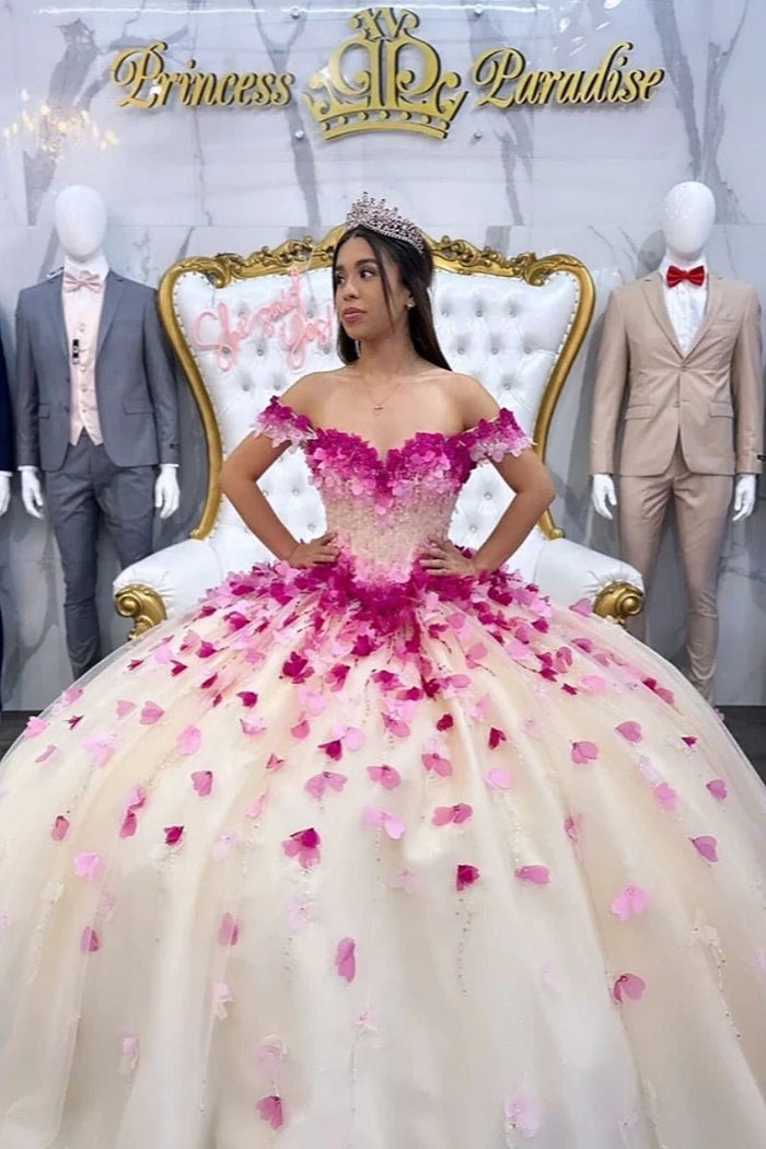 Janet | Stunning Pink and Champagne Quinceanera Dresses for Unforgettable Moments - Champagne - PromDressClub