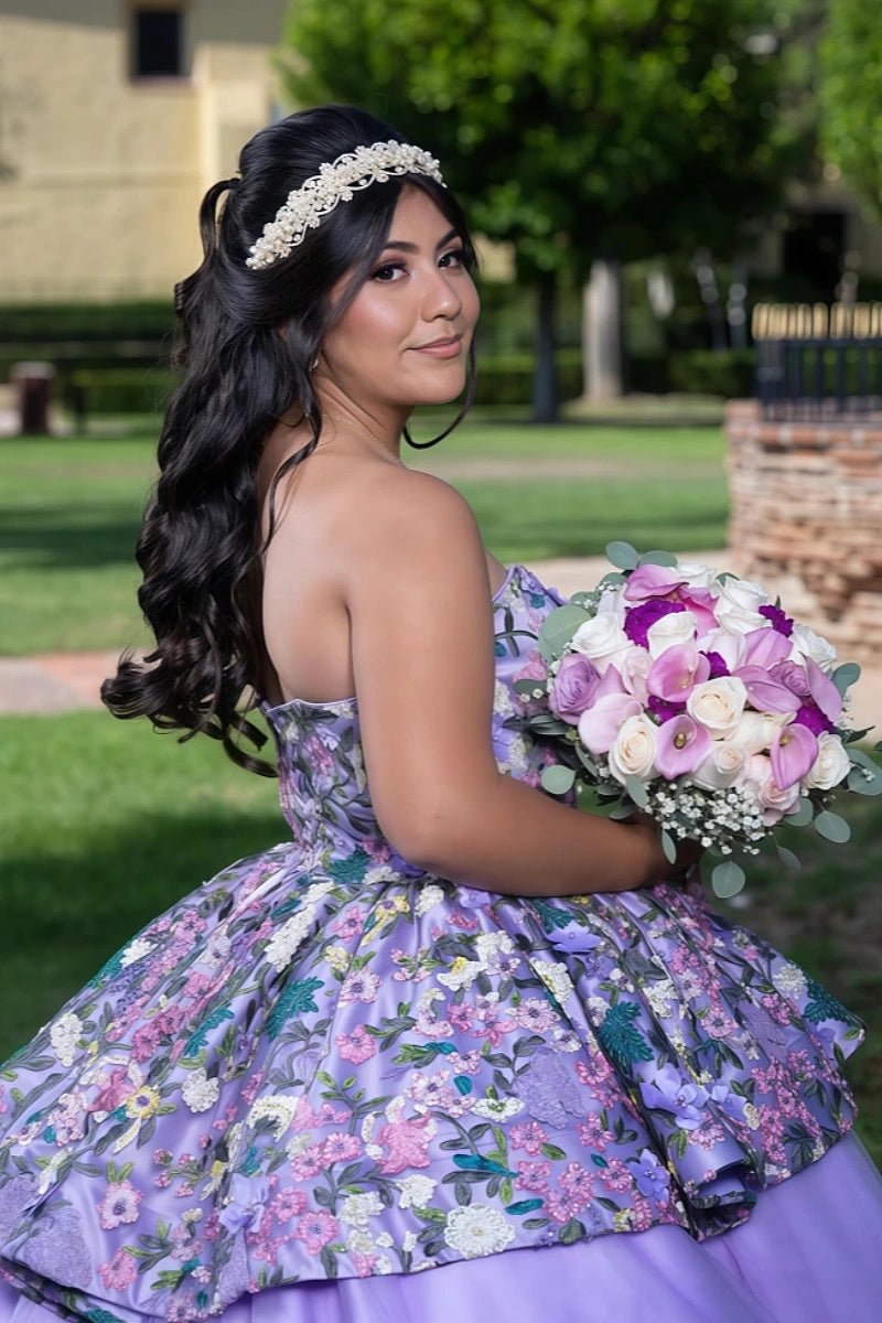 Jasmine | Enchanting Purple Quince Dresses with Blooming Floral Designs - Purple - PromDressClub