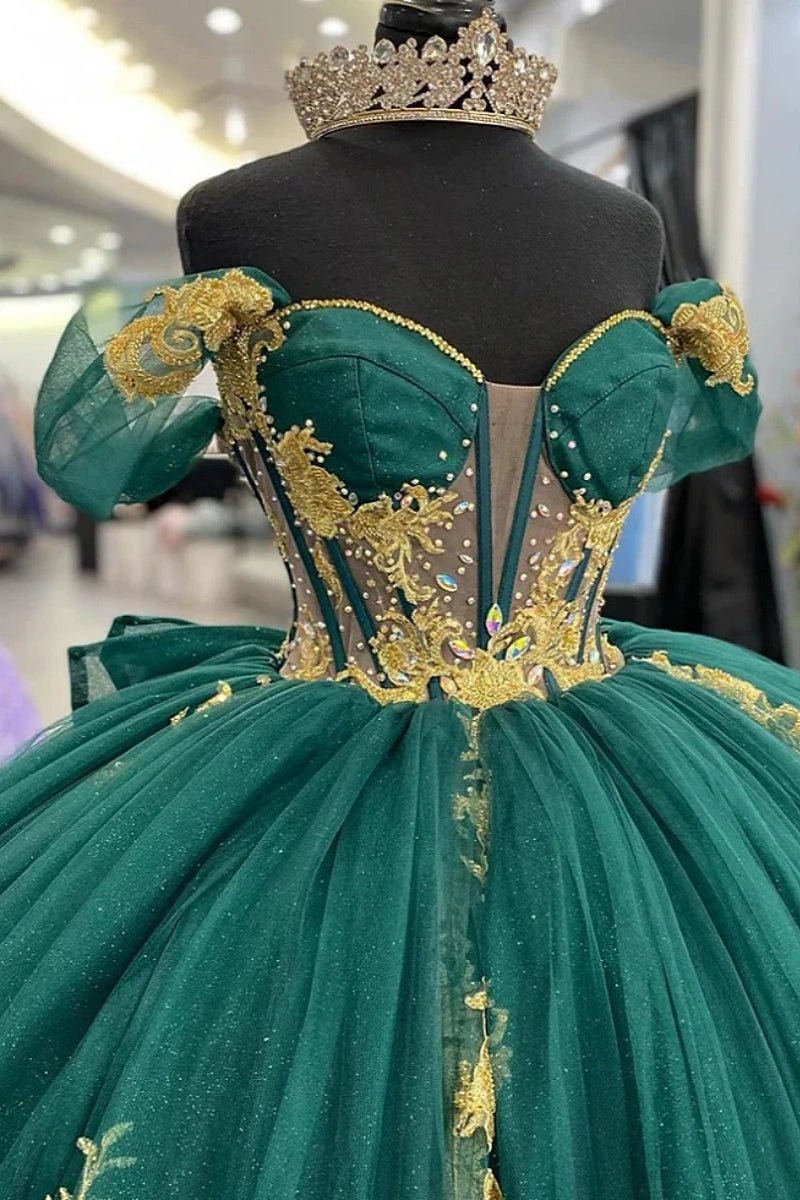 Jenna | Discover the Ultimate Emerald Green Quince Dress - Shine at Your Celebration! - Emerald Green - PromDressClub