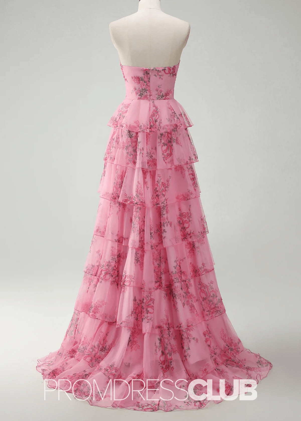 Joanna | Blush Floral A Line Long Prom Dress with Slit - Price #price_variant_lowest# - Blush Floral - PromDressClub