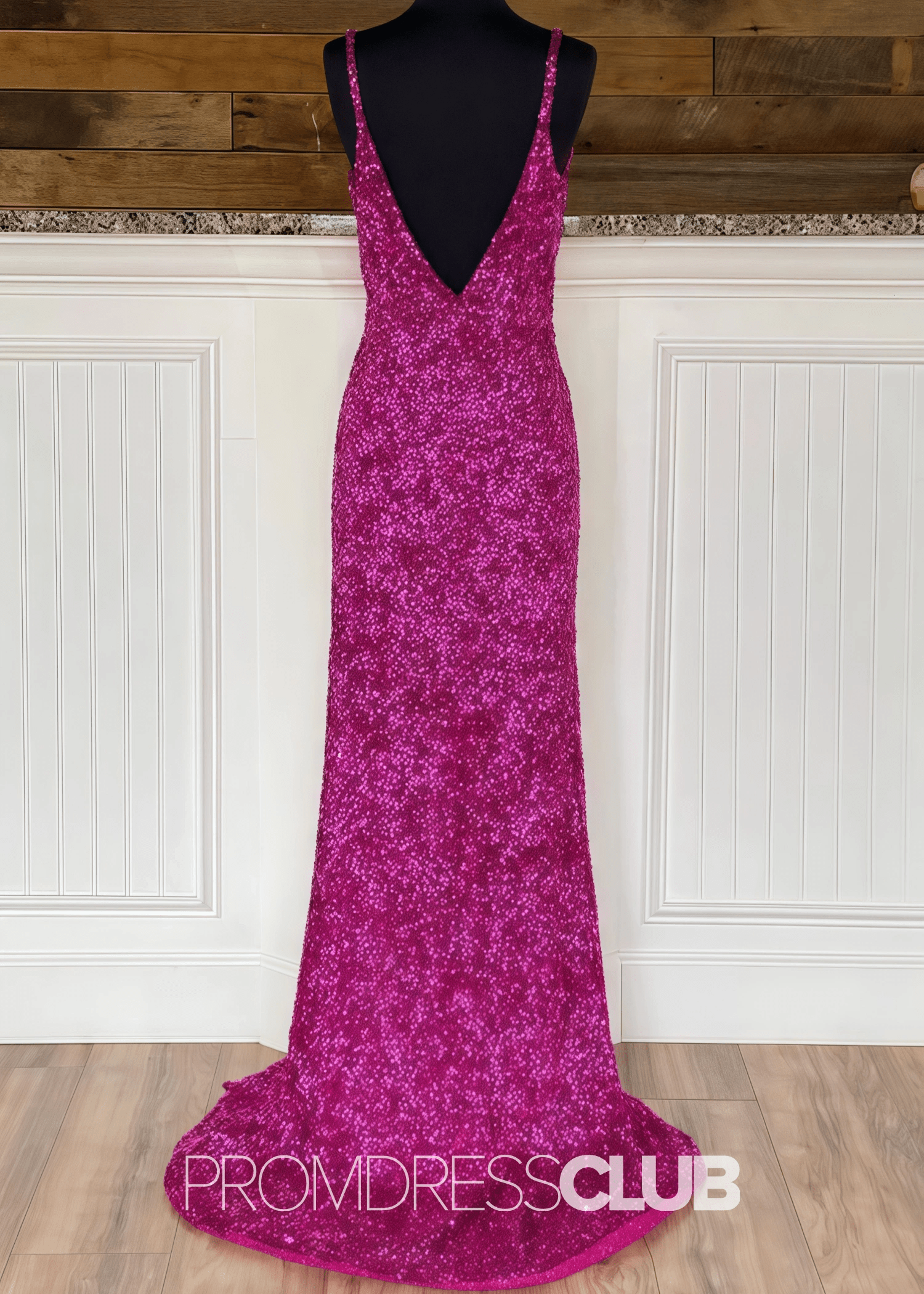 Julia |Long Fuchsai Prom Dresses Shops With Sequins Mermaid Strapless Slit - Fuchsia - US0 - PromDressClub