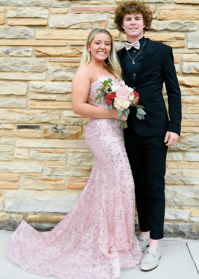 June | Mermaid Spaghetti Straps Light Pink Sequin Long Prom Dress - Price #price_variant_lowest# - Light Pink - PromDressClub