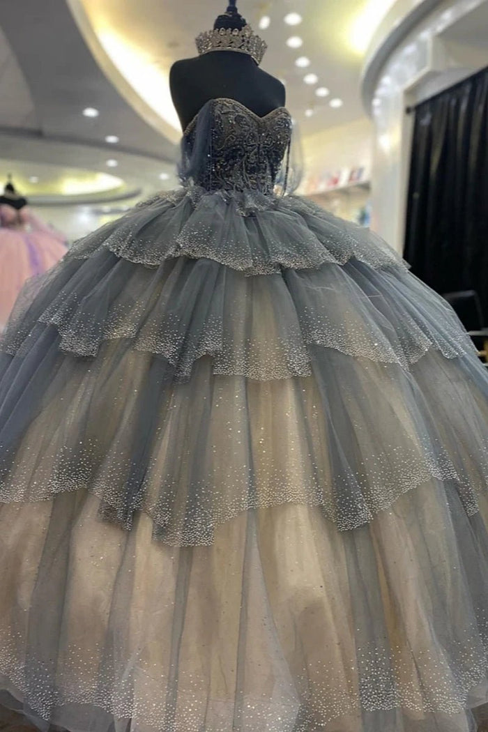 Karla | Step Into Elegance with Our Grey Quince Dress - Grey - PromDressClub