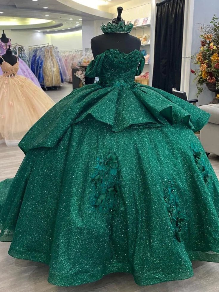 Katherine | Discover Your Magical Emerald Green Quince Dresses - Shine at Your Quinceañera - Emerald Green - PromDressClub